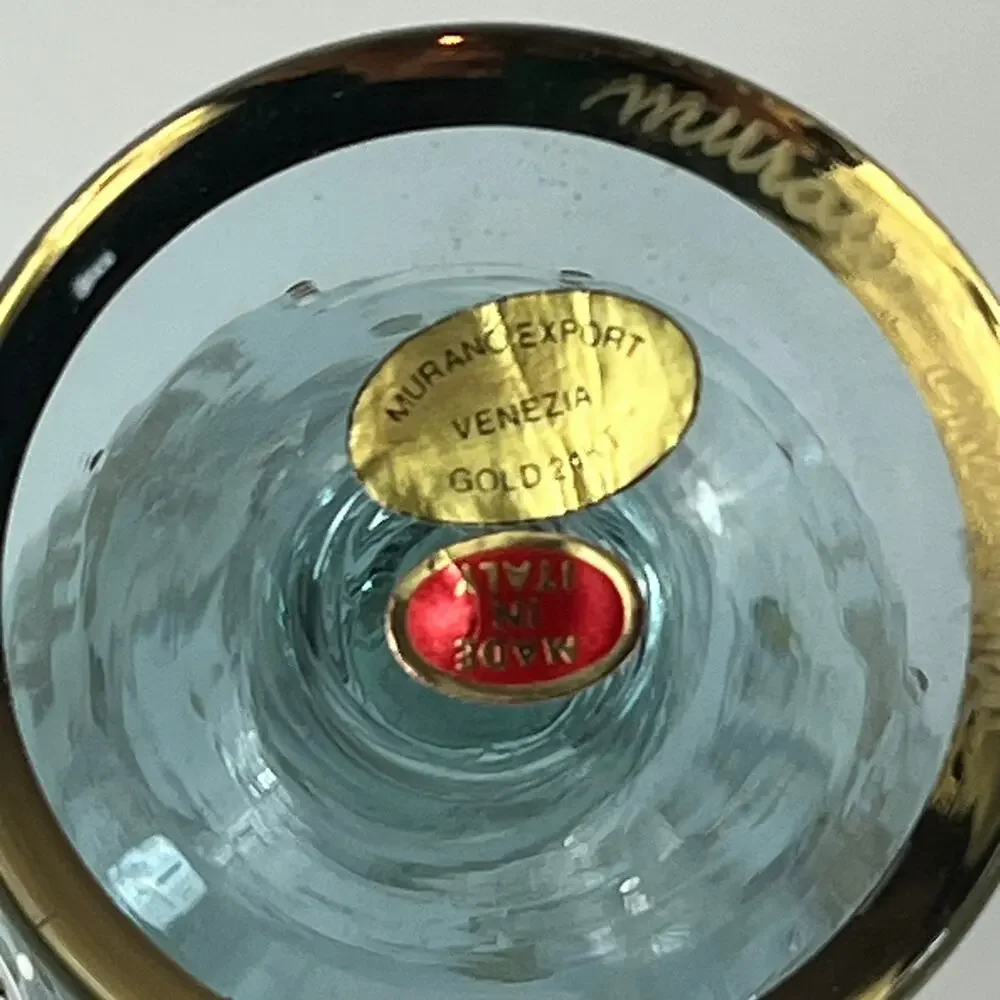 Venetian Murano Signed Bud Vase 24kt Gold 7